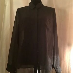 Old Navy sheer black with white dots dress shirt